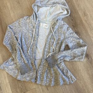 Heather Grey long sleeve hooded peplum jacket